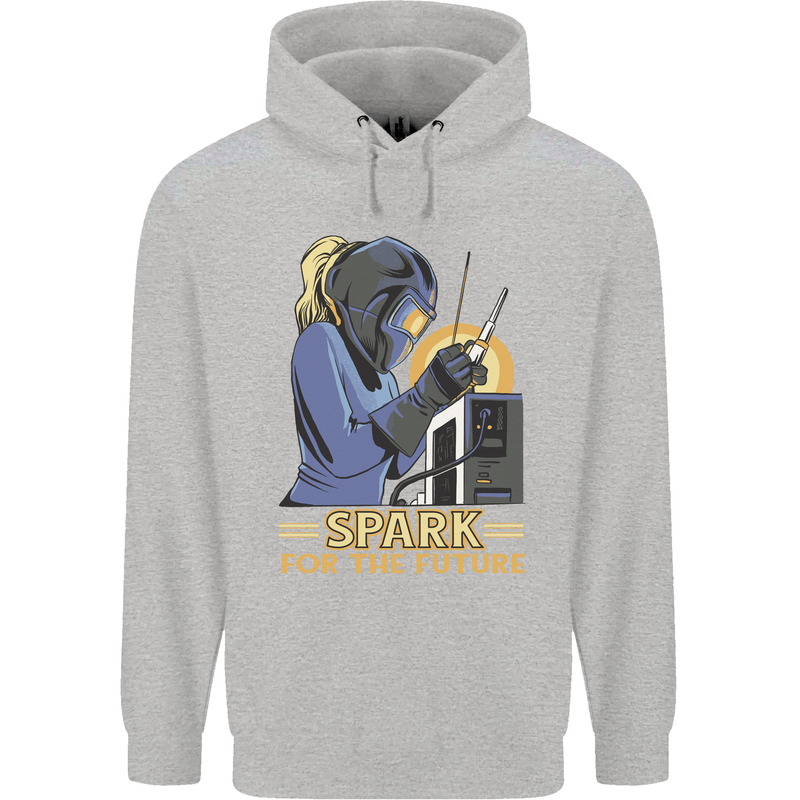 Future Spark Female Welder Welding Mens 80% Cotton Hoodie Sports Grey