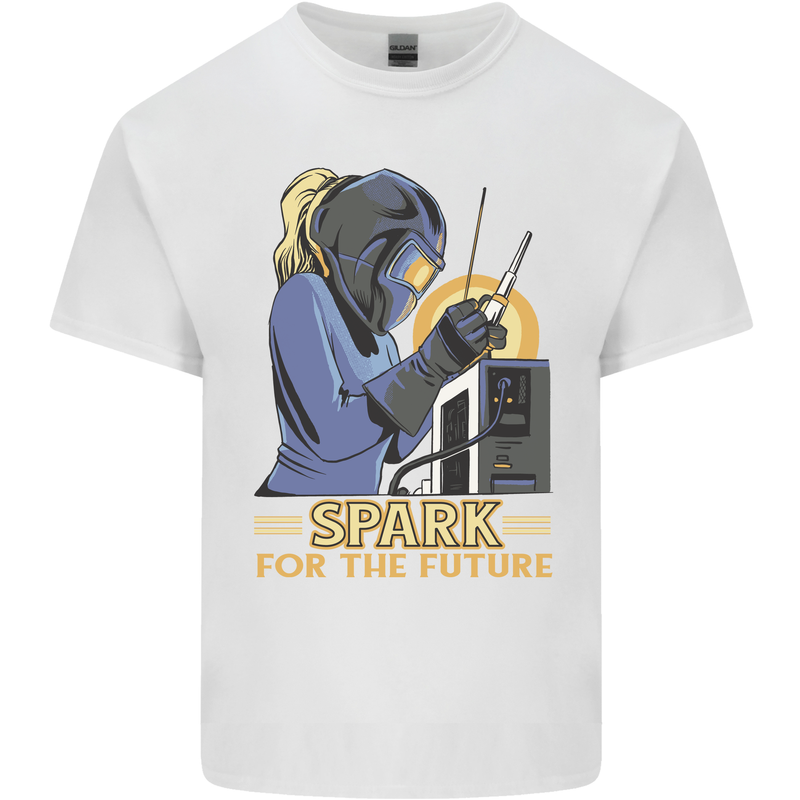 Future Spark Female Welder Welding Mens Cotton T-Shirt Tee Top White