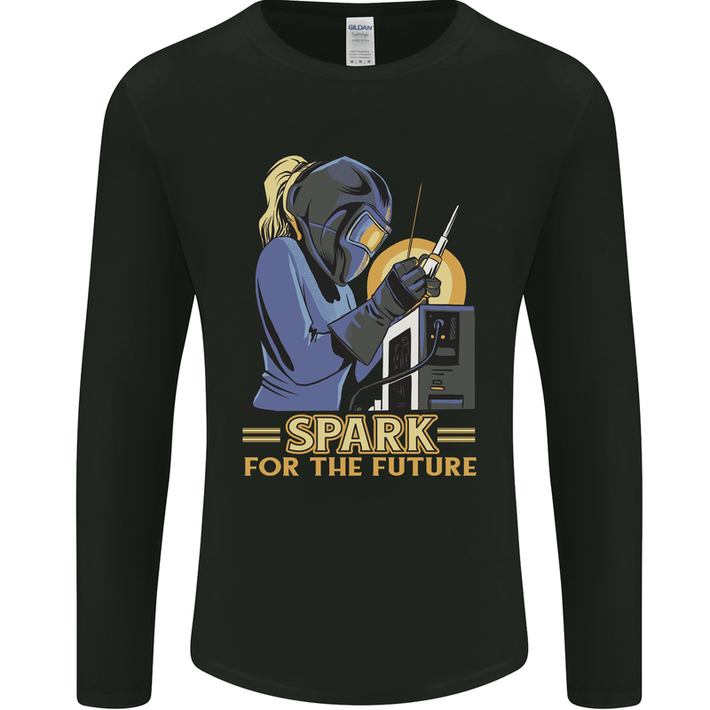 Future Spark Female Welder Welding Mens Long Sleeve T-Shirt Black