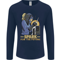 Future Spark Female Welder Welding Mens Long Sleeve T-Shirt Navy Blue