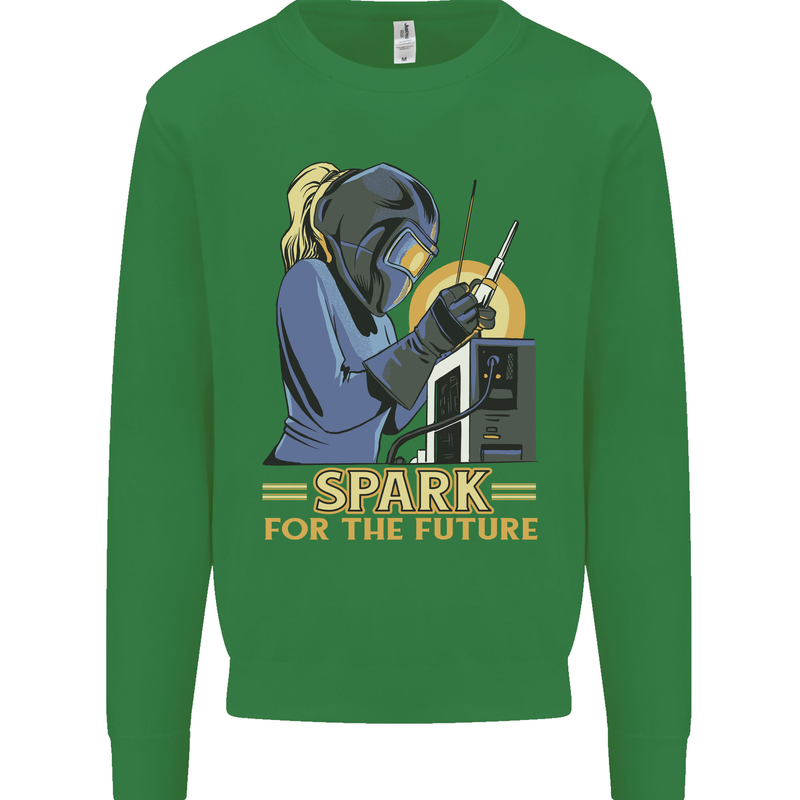 Future Spark Female Welder Welding Mens Sweatshirt Jumper Irish Green