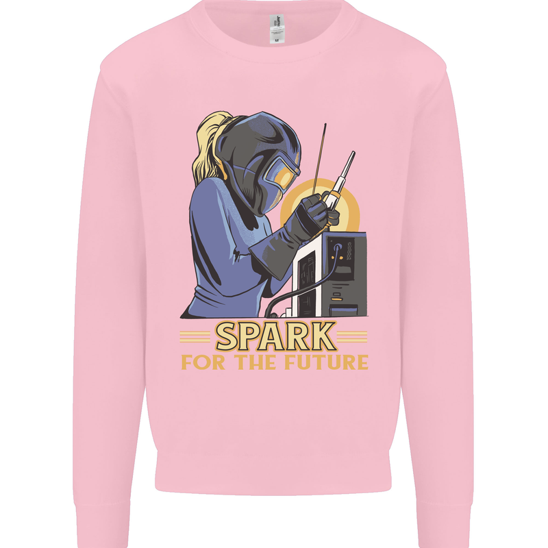 Future Spark Female Welder Welding Mens Sweatshirt Jumper Light Pink