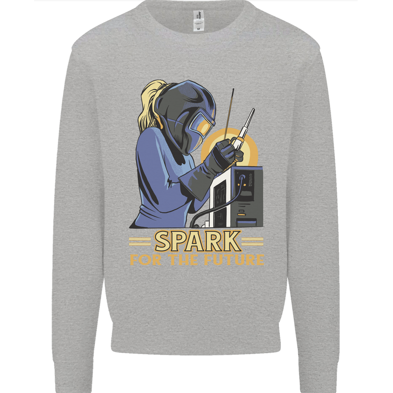 Future Spark Female Welder Welding Mens Sweatshirt Jumper Sports Grey