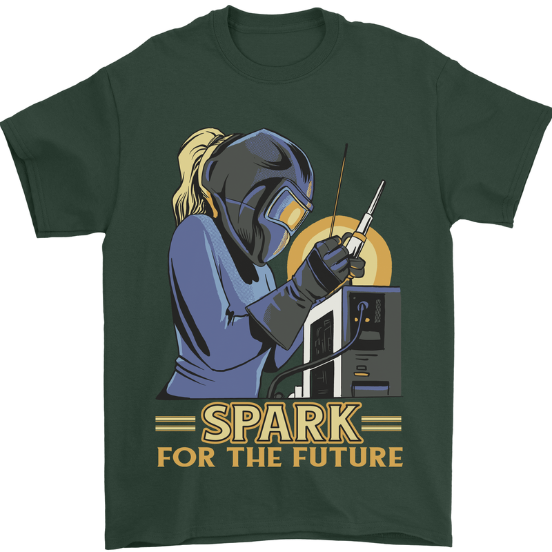 Future Spark Female Welder Welding Mens T-Shirt 100% Cotton Forest Green