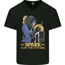 Future Spark Female Welder Welding Mens V-Neck Cotton T-Shirt Black