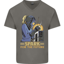Future Spark Female Welder Welding Mens V-Neck Cotton T-Shirt Charcoal