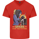 Future Spark Female Welder Welding Mens V-Neck Cotton T-Shirt Red