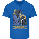 Future Spark Female Welder Welding Mens V-Neck Cotton T-Shirt Royal Blue
