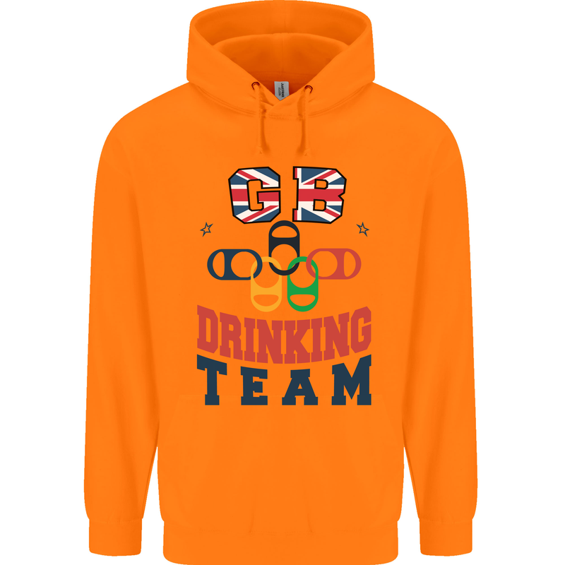 GB Drinking Team Funny Stag Do Doo Beer Childrens Kids Hoodie Orange