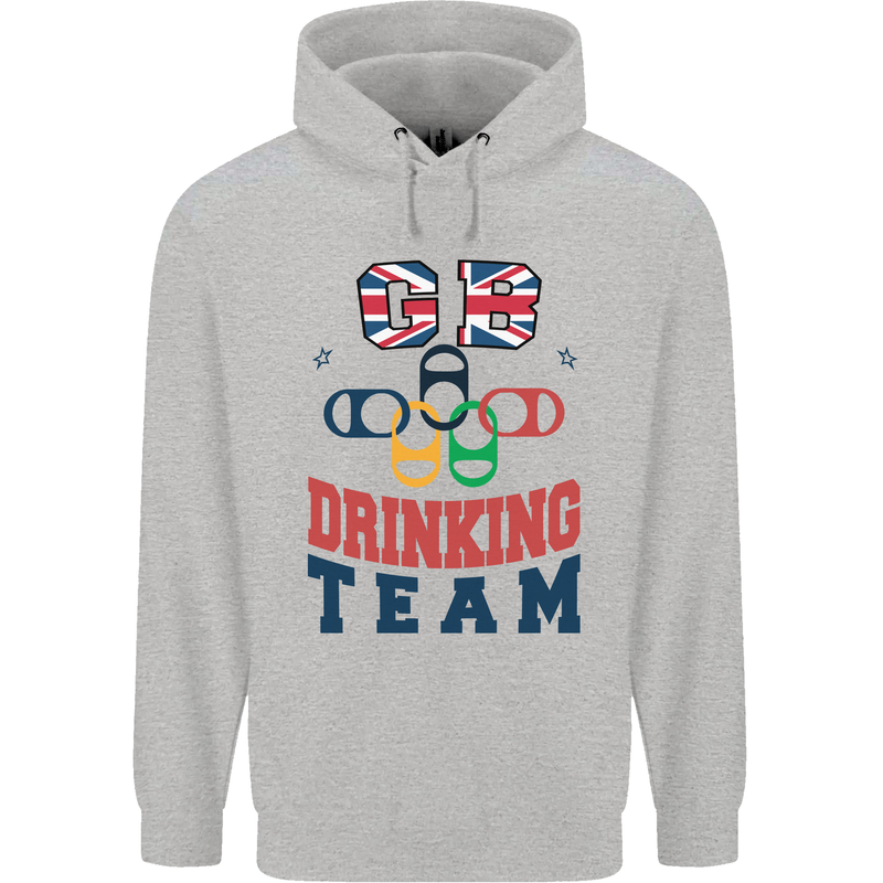 GB Drinking Team Funny Stag Do Doo Beer Childrens Kids Hoodie Sports Grey