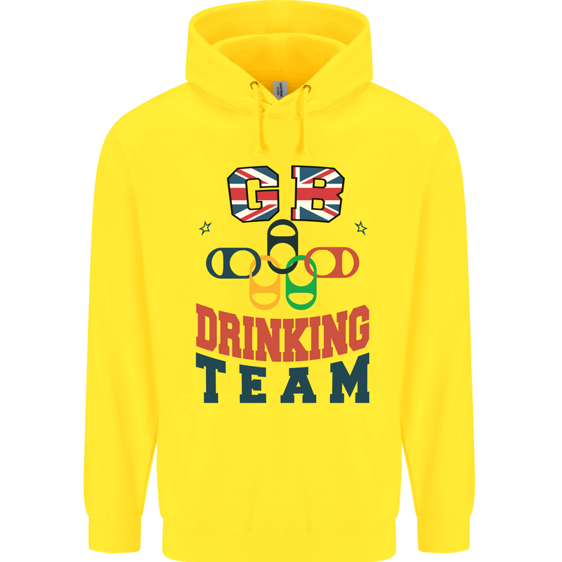 GB Drinking Team Funny Stag Do Doo Beer Childrens Kids Hoodie Yellow