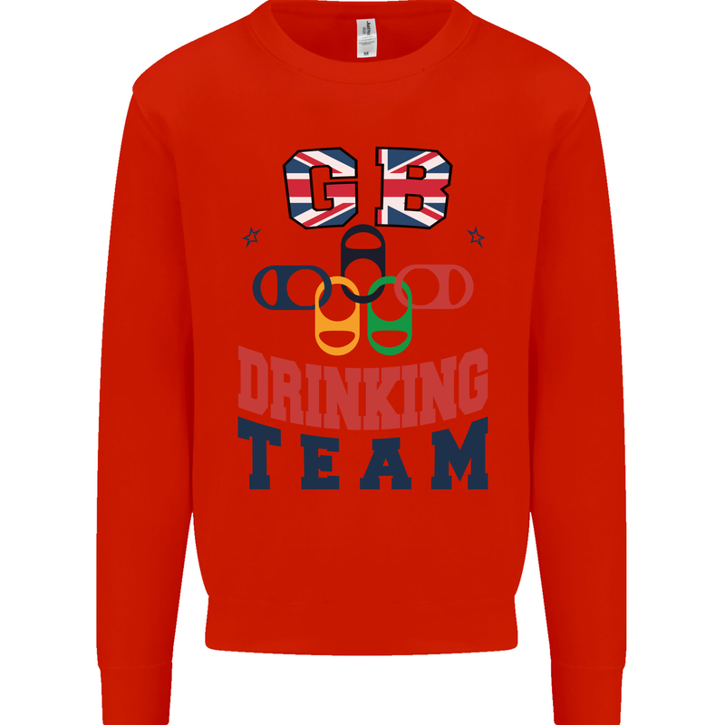 GB Drinking Team Funny Stag Do Doo Beer Kids Sweatshirt Jumper Bright Red