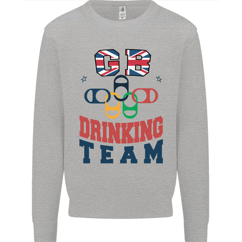 GB Drinking Team Funny Stag Do Doo Beer Kids Sweatshirt Jumper Sports Grey