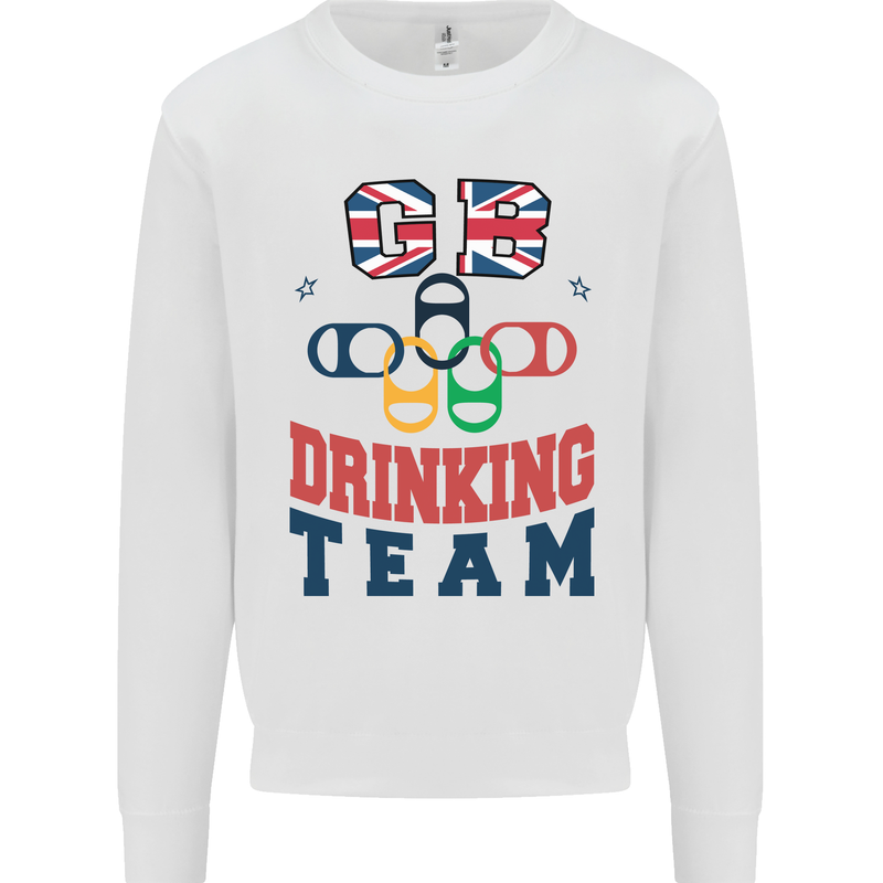 GB Drinking Team Funny Stag Do Doo Beer Kids Sweatshirt Jumper White