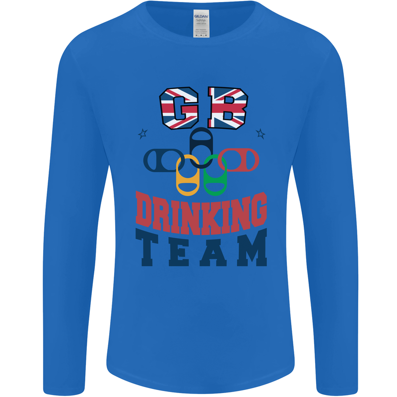 GB Drinking Team Funny Stag Do Doo Beer Mens Long Sleeve T-Shirt Royal Blue