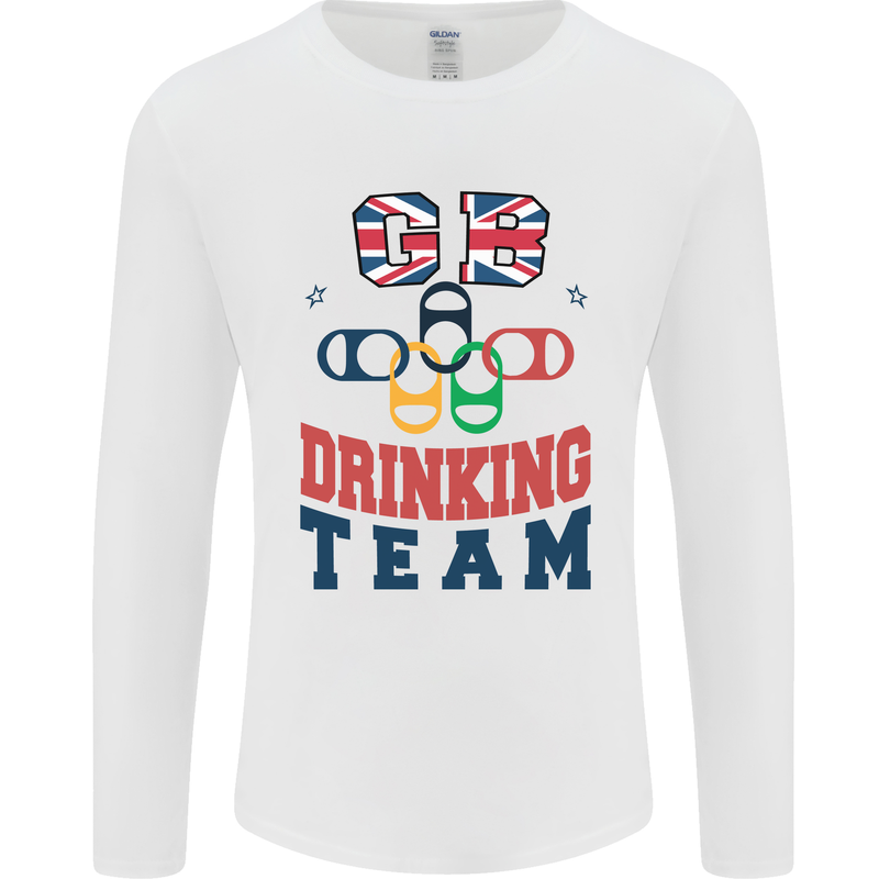GB Drinking Team Funny Stag Do Doo Beer Mens Long Sleeve T-Shirt White