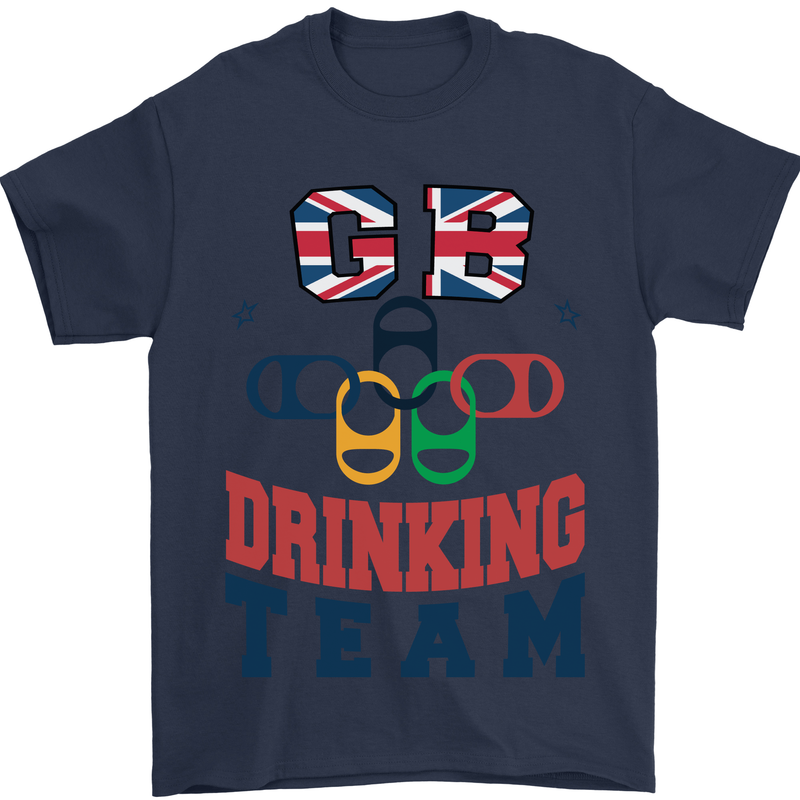 GB Drinking Team Funny Stag Do Doo Beer Mens T-Shirt 100% Cotton Navy Blue
