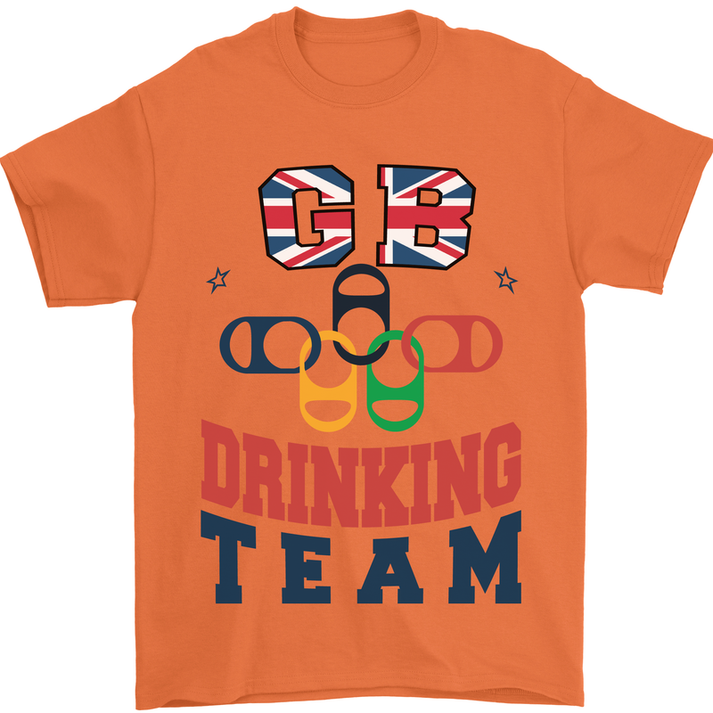 GB Drinking Team Funny Stag Do Doo Beer Mens T-Shirt 100% Cotton Orange