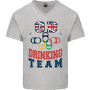GB Drinking Team Funny Stag Do Doo Beer Mens V-Neck Cotton T-Shirt Sports Grey