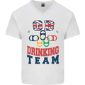 GB Drinking Team Funny Stag Do Doo Beer Mens V-Neck Cotton T-Shirt White