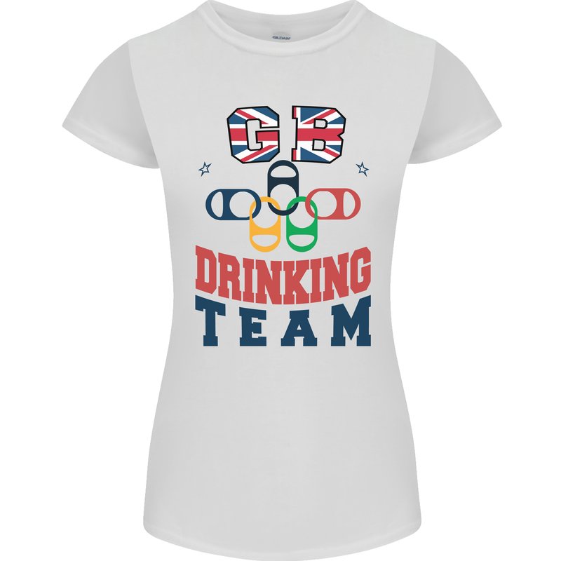 GB Drinking Team Funny Stag Do Doo Beer Womens Petite Cut T-Shirt White