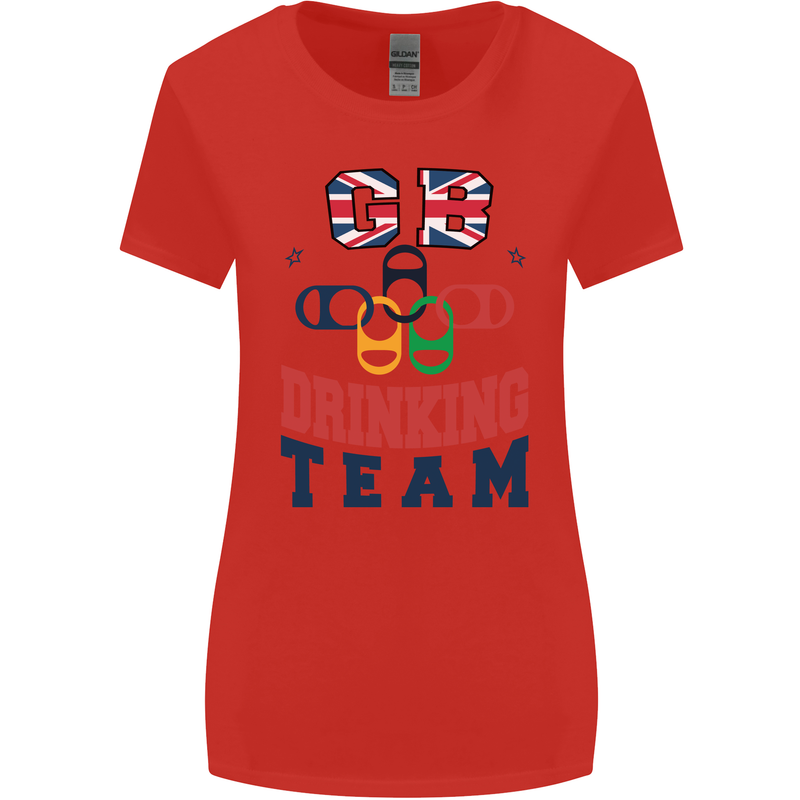 GB Drinking Team Funny Stag Do Doo Beer Womens Wider Cut T-Shirt Red