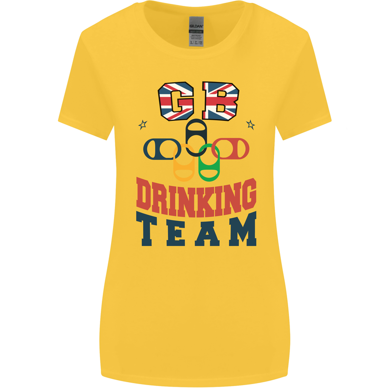 GB Drinking Team Funny Stag Do Doo Beer Womens Wider Cut T-Shirt Yellow