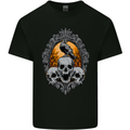Gagak and Skulls Gothic Biker Crow Birds Mens Cotton T-Shirt Tee Top Black