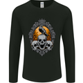Gagak and Skulls Gothic Biker Crow Birds Mens Long Sleeve T-Shirt Black