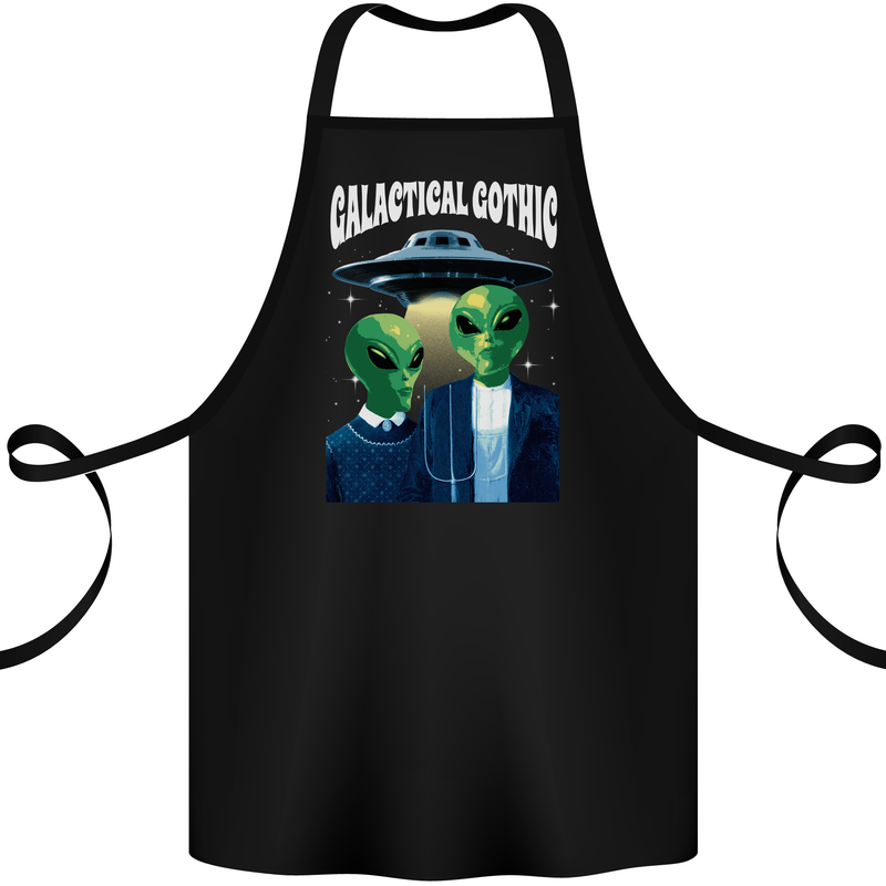 Galactic Gothic Funny Alien UFO Goth Cotton Apron 100% Organic Black