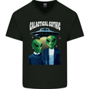Galactic Gothic Funny Alien UFO Goth Mens V-Neck Cotton T-Shirt Black