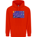 Galaxy Infographic Space Technology Planets Childrens Kids Hoodie Bright Red