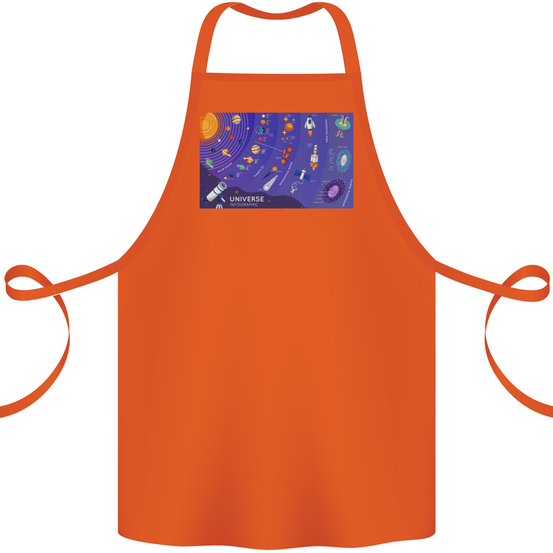Galaxy Infographic Space Technology Planets Cotton Apron 100% Organic Orange