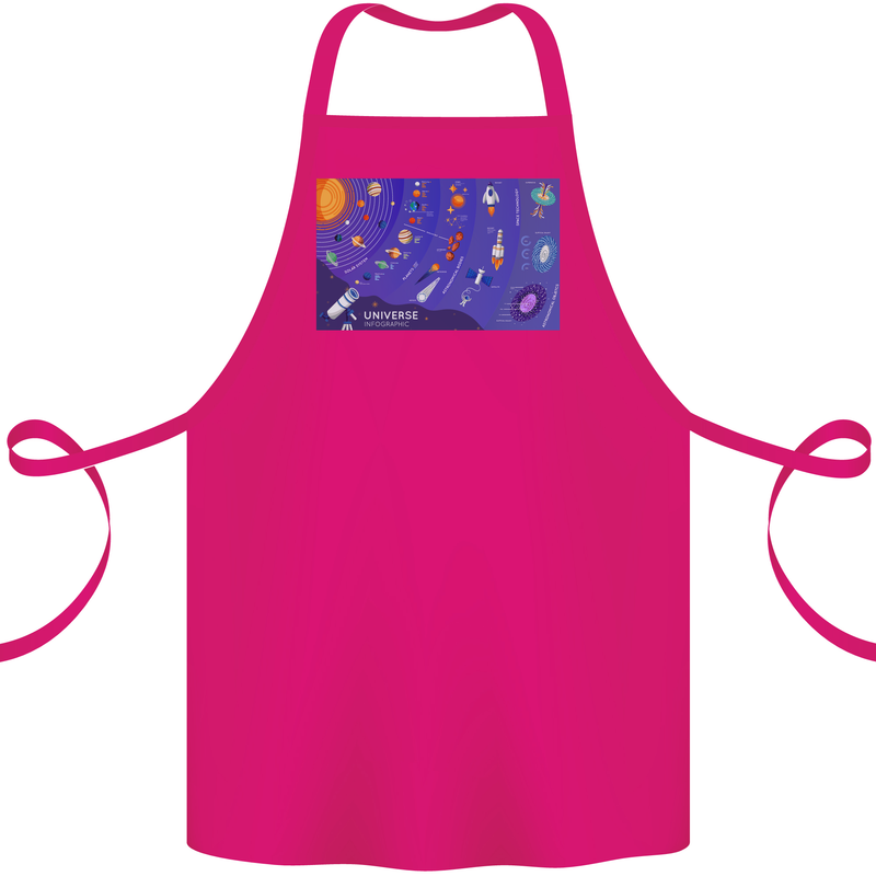 Galaxy Infographic Space Technology Planets Cotton Apron 100% Organic Pink