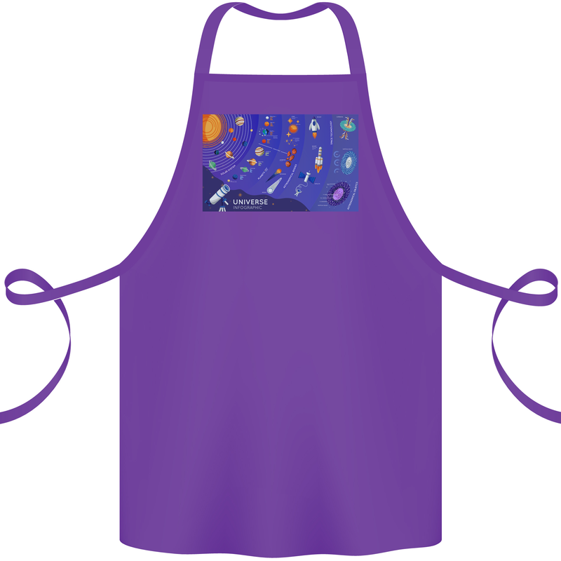 Galaxy Infographic Space Technology Planets Cotton Apron 100% Organic Purple