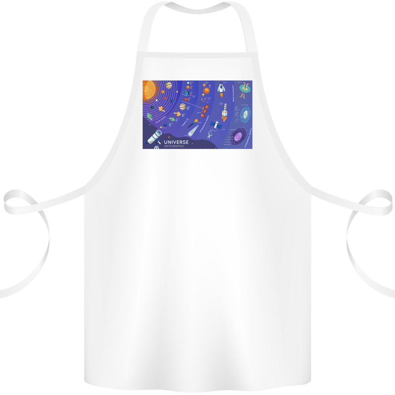 Galaxy Infographic Space Technology Planets Cotton Apron 100% Organic White