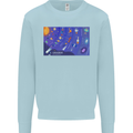 Galaxy Infographic Space Technology Planets Kids Sweatshirt Jumper Light Blue