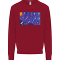 Galaxy Infographic Space Technology Planets Kids Sweatshirt Jumper Red