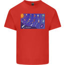 Galaxy Infographic Space Technology Planets Kids T-Shirt Childrens Red