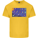 Galaxy Infographic Space Technology Planets Kids T-Shirt Childrens Yellow