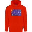 Galaxy Infographic Space Technology Planets Mens 80% Cotton Hoodie Bright Red