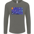 Galaxy Infographic Space Technology Planets Mens Long Sleeve T-Shirt Charcoal