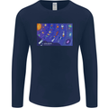 Galaxy Infographic Space Technology Planets Mens Long Sleeve T-Shirt Navy Blue