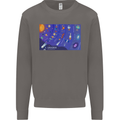 Galaxy Infographic Space Technology Planets Mens Sweatshirt Jumper Charcoal