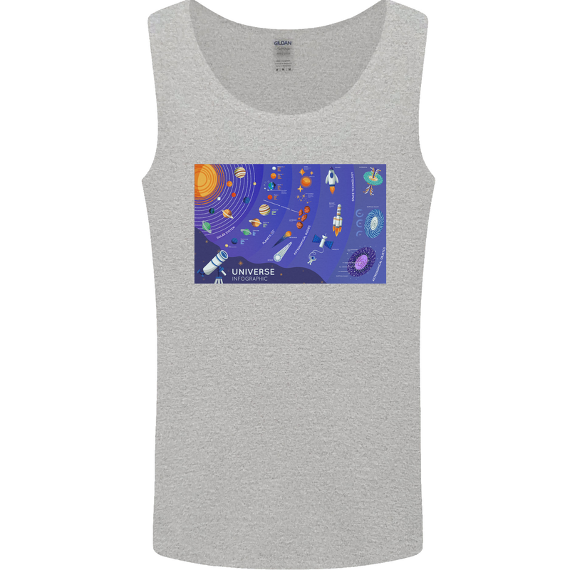 Galaxy Infographic Space Technology Planets Mens Vest Tank Top Sports Grey