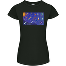 Galaxy Infographic Space Technology Planets Womens Petite Cut T-Shirt Black