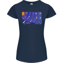 Galaxy Infographic Space Technology Planets Womens Petite Cut T-Shirt Navy Blue