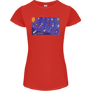 Galaxy Infographic Space Technology Planets Womens Petite Cut T-Shirt Red