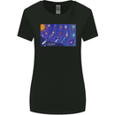 Galaxy Infographic Space Technology Planets Womens Wider Cut T-Shirt Black