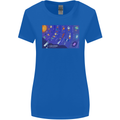 Galaxy Infographic Space Technology Planets Womens Wider Cut T-Shirt Royal Blue